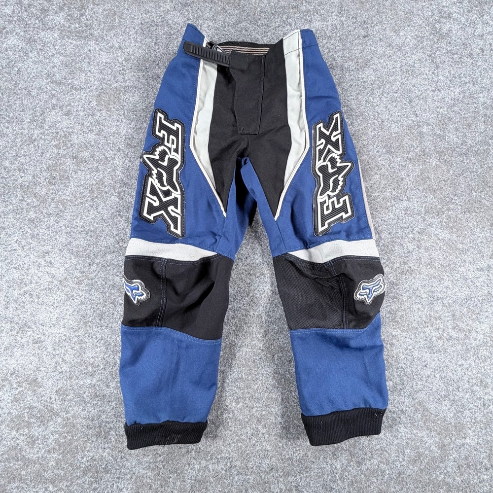 Vintage FOX Racing 180 MX Motocross Pants Boys 22 Blue Black Y2K Off-Road Riding